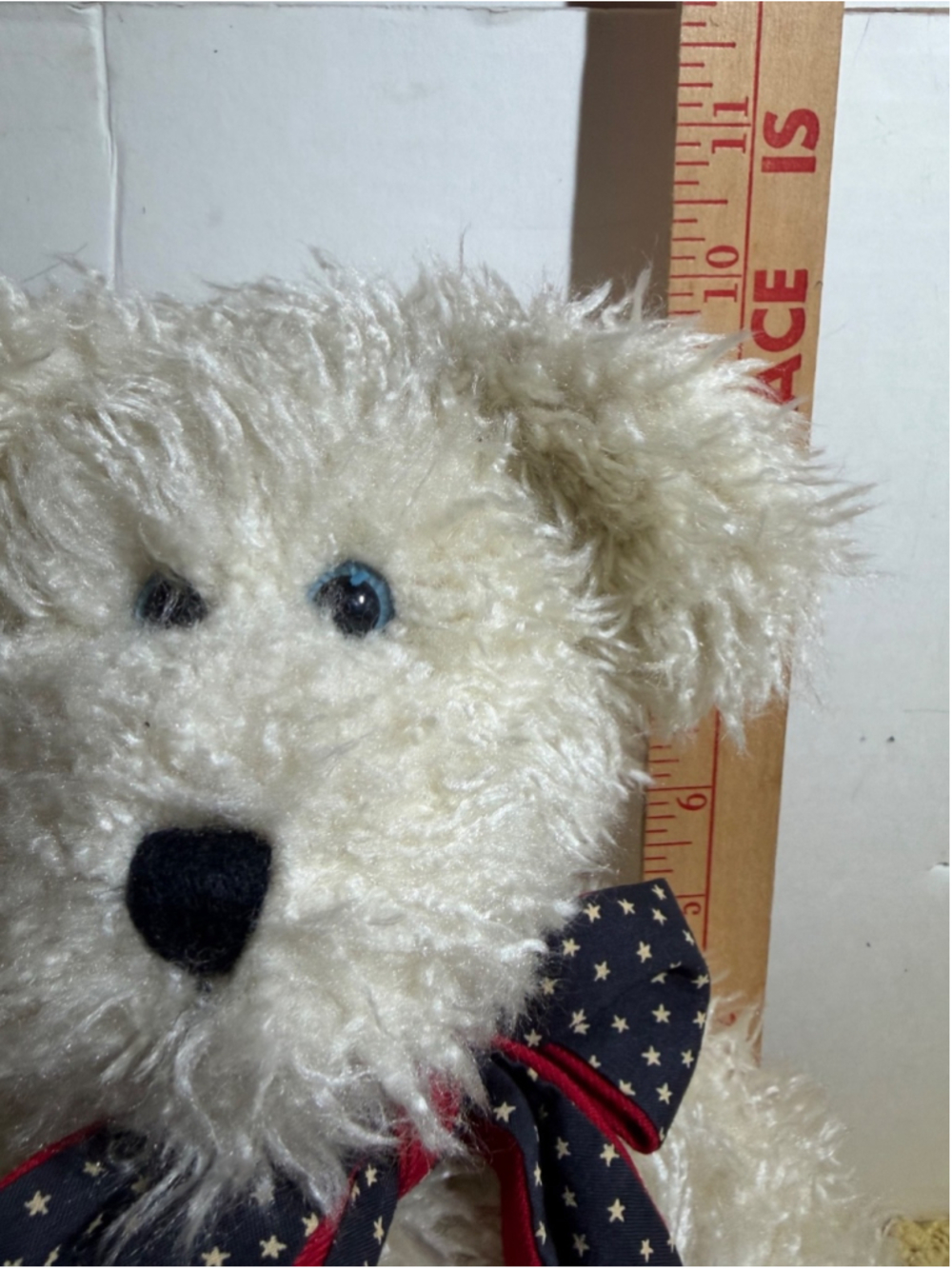 Boyds Collection Ltd 1998 Plush Teddy Bear White Patriotic Star Bow Stuffed Anim - Picture 11 of 13